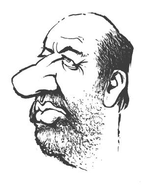 Karikatur von Manfred Krug für TV-Auftritt.